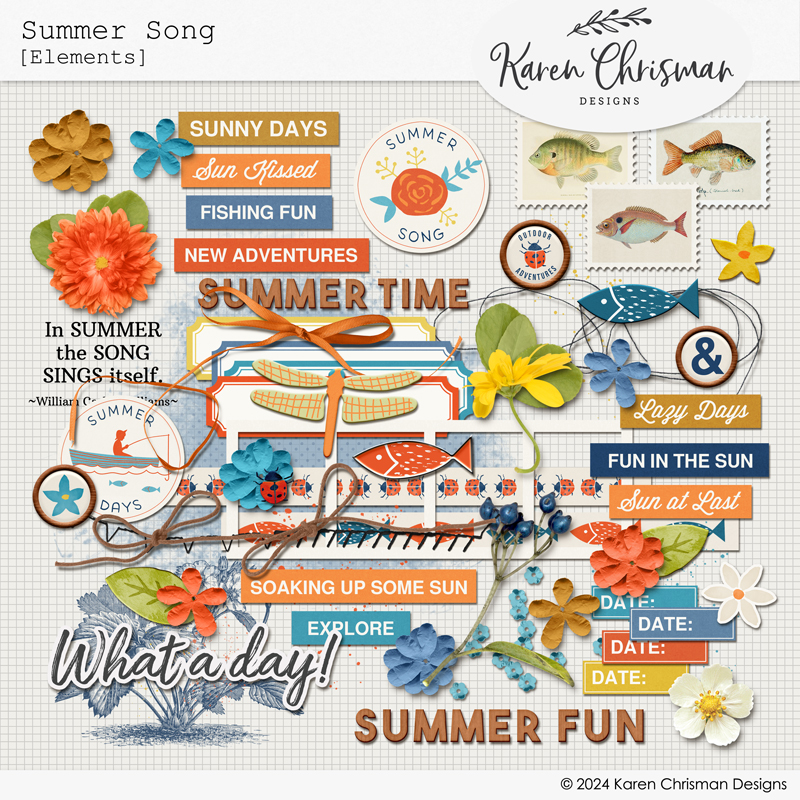Summer Song Elements by Karen Chrisman Designs available at Oscraps.com